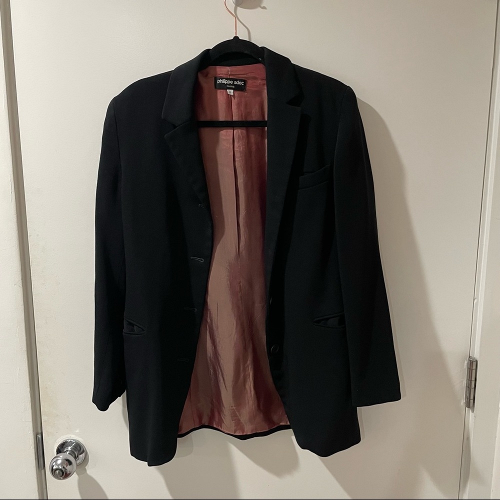 Philippe Adec Paris Black Wool Coat Size 8 (Size 40)